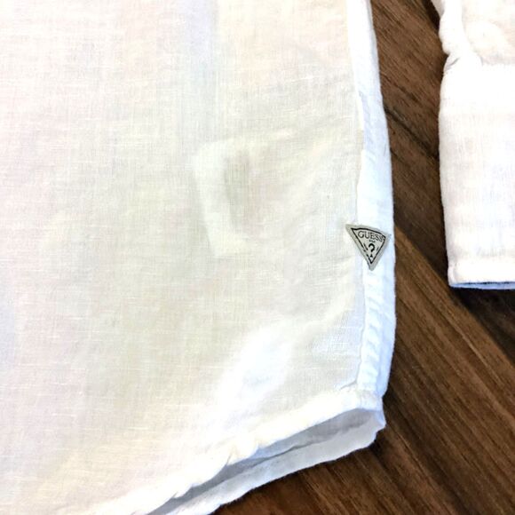 Guess Button Down Shirt Men's XL White Pearl Snap Button Western Long Sleeve - Picture 3 of 9